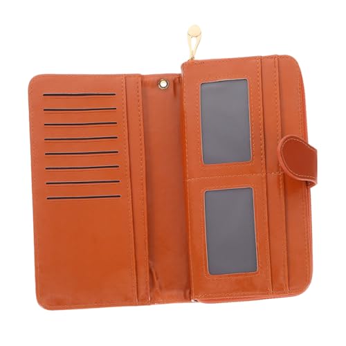 Gatuida Damen Geldbörse aus PU Material mit Zipper und Druckverschluss Mittellange Handtasche für Karten und Münzen Braun Modisch und Sicher für Büro und Alltag von Gatuida