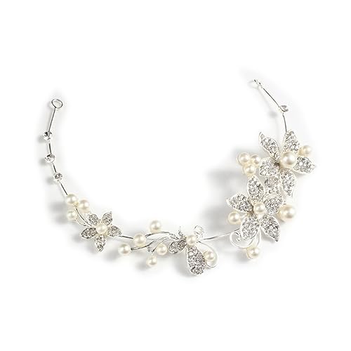 Gatuida Damen Haarband Tiara mit Strass und Perlen Verstellbares Braut Haarband für Hochzeit Party und Festliche Anlässe Langlebiges Legierungsmaterial Zierliche Blumenverzierung von Gatuida
