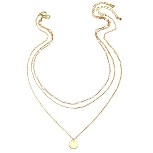 Gatuida Damen Halskette Mehrlagig Zarte Perlenkette Clavicle Kette Elegant Schmuck für Alltag Party Strand und von Gatuida