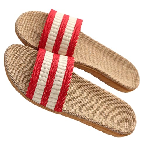 Gatuida Damen Hausschuhe Offen Zeh Sommer Slipper Atmungsaktiv EVA Komfort Rutschfest Schlafzimmer Wohnzimmer Bequeme Indoor Hausschuhe Rot von Gatuida