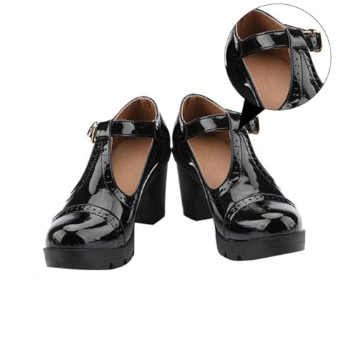 Gatuida Damen High Heels mit Rundkopf Robuster Blockabsatz Bequemes Mikrofaser obermaterial Atmungsaktiv Modische Schuhe für Alltag und Arbeit Schwarz von Gatuida