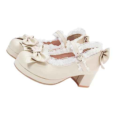 Gatuida Damen High Heels mit Rutsch Sohle Bequeme Pumps mit Breitem Absatz Einsteigerschuhe mit Schleifendetail Stilvoll und Strapazierfähig für Alltag von Gatuida