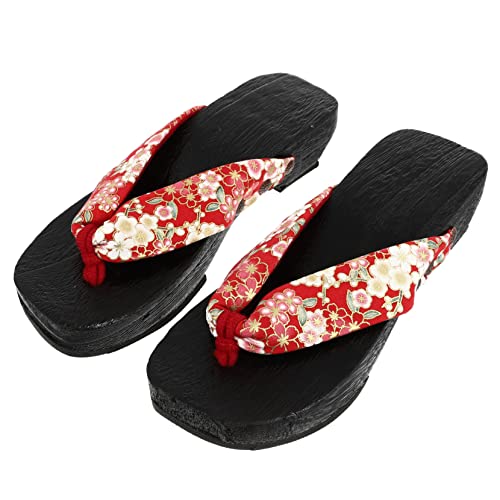 Gatuida Damen Holz Clogs Sandalen rutschfest Hohe Sohle Atmungsaktiv Modisch Sommerliche Flip Flops für Arbeit und Alltag Stilvolle Japanische Lady Slippers von Gatuida