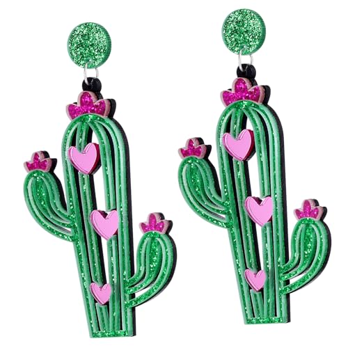 Gatuida Damen Kaktus Ohrhänger Dangle Drop Ohrringe Kreative Blütenform Boho Ethno Schmuck Leicht und Auffällig für Frauen und Mädchen von Gatuida