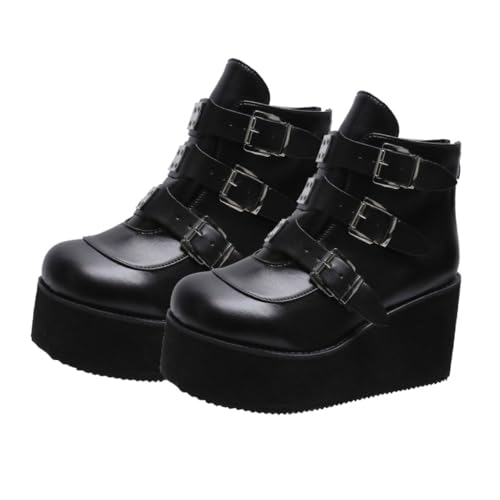 Gatuida Damen Kurzschaft Stiefeletten aus Hochwertigem PU mit Runder Zehenpartie Dickem Absatz Retro Design Bequemen Atmungsaktiven Ankle Boots für Stabilen Halt und Modischen Alltagslook von Gatuida