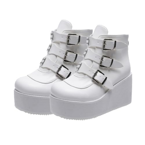 Gatuida Damen Kurzschaft Stiefeletten mit Rundzehen und Dickem Absatz PU Vintage Ankle Boots für Frühling Herbst Bequeme Rutschfeste und Vielseitige Modeboots für Alltag und Party von Gatuida