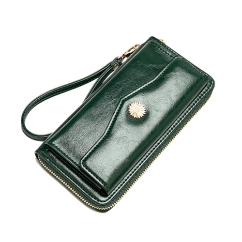 Gatuida Damen Langbörse Großes Fassungsvermögen Geldbörse mit Reißverschluss Münzfach Handtasche für Reise Business Alltag Grün von Gatuida