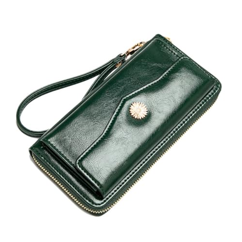 Gatuida Damen Langbörse Grün Großes Fassungsvermögen Leicht Tragbar Reißverschluss Handtasche Für Reisen Alltag Kosmetik Telefon Münzen von Gatuida