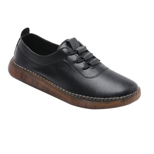 Gatuida Damen Lederschuhe Flache Freizeitschuhe Atmungsaktiv rutschfest Leicht Für Alltag Und Sport von Gatuida