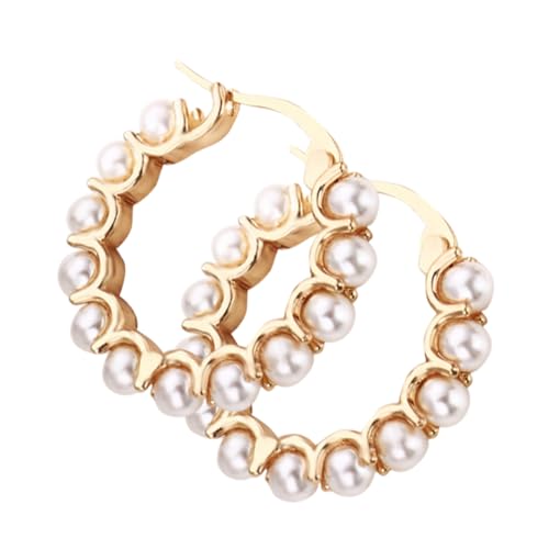 Gatuida Damen Ohrringe Perlen Creolen Party Ohrschmuck Hypoallergen Stabile Materialqualität Leichtes Design Für Besondere Anlässe und Alltag von Gatuida