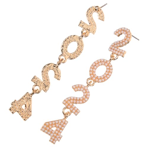 Gatuida Damen Ohrschmuck Zahlen Ohrringe Weiß Perle Leichte Metalllegierung Ohrhänger Stilvolles für Frauen Party und Alltagsaccessoire von Gatuida