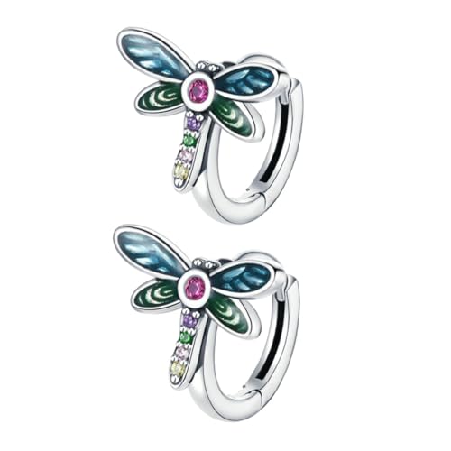 Gatuida Damen Ohrstecker mit Farbigen Zirkonia Sterling Silber Filigranes Libellen Design Modischer Schmuck für Alltag und Besondere Anlässe von Gatuida