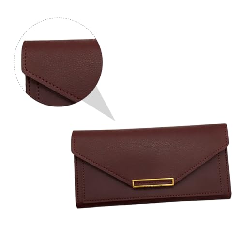 Gatuida Damen Portemonnaie Lang Vintage Stil PU Geldbörse mit Mehreren Fächern Kompakt und Praktisch für Karten Bargeld und Kleinigkeiten in Weinrot von Gatuida