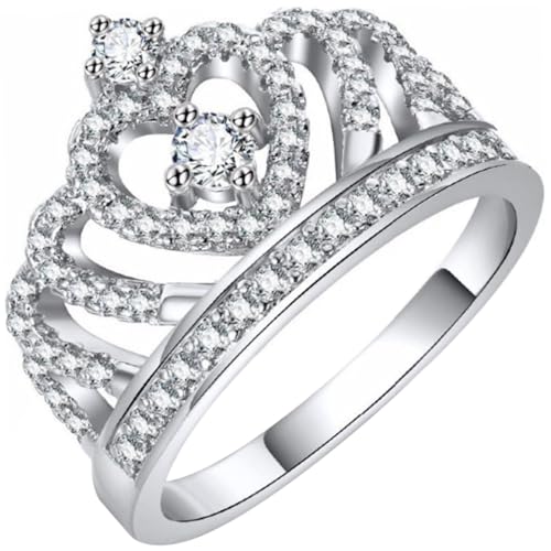 Gatuida Damen Ring mit Herz und Krone Kreativer Knöchelring Langlebiger Legierungs schmuck Modisches Finger accessoire für Alltag und Besondere Anlässe Silberfarben von Gatuida