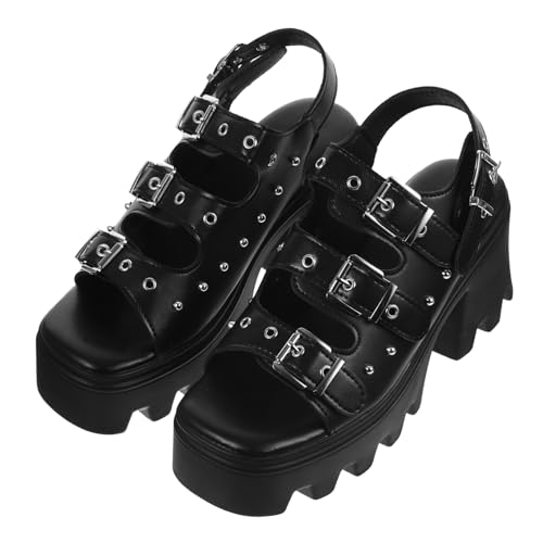Gatuida Damen Roman Sandalen mit Dicken Sohlen Punk Nieten Design Rutschfest Plateauabsatz Modische Sommerschuhe für Stilvolle Anlässe und Alltagsschick von Gatuida