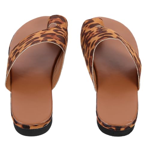 Gatuida Damen Sandalen Sommer Atmungsaktiv Keilabsatz Bunion Komfort Sandalen Strand Schuhe Leopardmuster Leichte Rutschfeste Freizeit Fußbett Sandalette von Gatuida