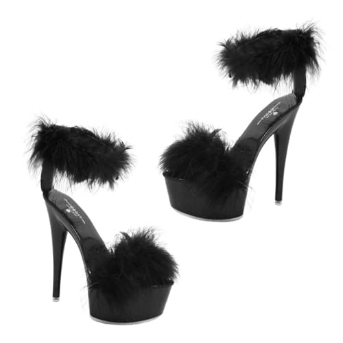 Gatuida Damen Sandaletten mit Hohem Absatz Wasserfest und Rutschfest Verarbeitung Feiner Pfennigabsatz Schwarze Sandalen Modisch und Langlebig von Gatuida