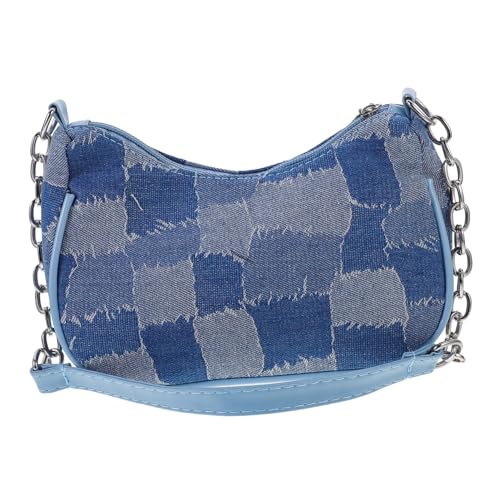 Gatuida Damen Schultertasche Armpit Bag mit Großem Fassungsvermögen Leichter Jeansblau Schachbrettmuster Handtasche mit Reißverschluss Multifunktional für Alltag und Ausgehen Geeignet von Gatuida