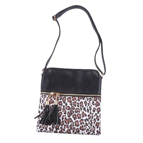 Gatuida Damen Schultertasche Leopardmuster PU Material Verstellbarer Trageriemen Crossbody Tasche mit Fransen für Outdoor Storage Gatuida Damen Schultertasche Leopardmuster PU Material Verstellbarer Trageriemen Crossbody Tasche mit Fransen für Outdoor Storage von Gatuida