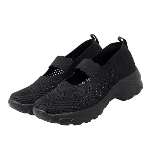 Gatuida Damen Sneaker mit Dicker Sohle Atmungsaktive Leichte Freizeit und Laufschuhe rutschfeste Sohlen Flexible Passung Schwarzes Mesh Design Langlebig und Komfortabel von Gatuida