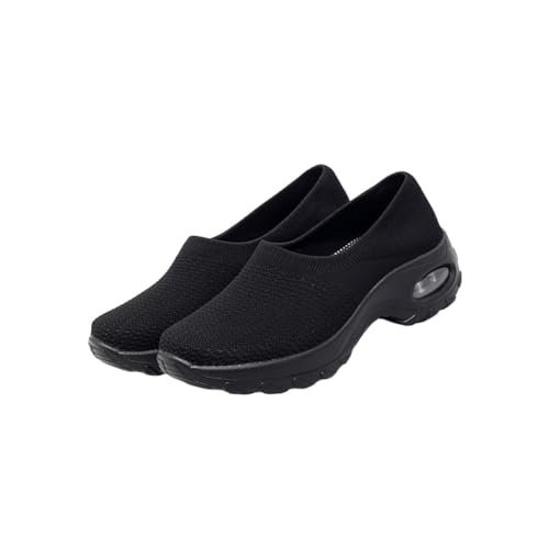 Gatuida Damen Sneakers Atmungsaktive Mesh Sportschuhe Sommer Slipper mit Dicker Sohle Leichte Flexible Freizeitschuhe für Komfortablen Halt und Schnelle Trocknung Schwarz von Gatuida