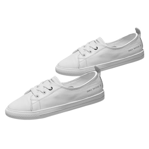 Gatuida Damen Sneakers Flach Weiß Slip Sommer Schuhe Leicht Atmungsaktiv Weiches Innenfutter Bequeme Freizeit Flattie Passend zu Jeans und Rock von Gatuida