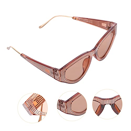 Gatuida Damen Sonnenbrille mit Glänzendem Metallrahmen und Funkelndem Diamantbesatz Ultraleicht UV Schutz Retro Dreieck Design für Party und Strand Unisex Strapazierfähig und Stylisch von Gatuida