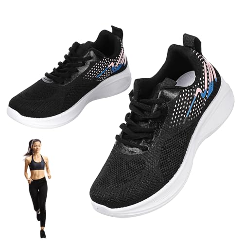 Gatuida Damen Sportschuhe Atmungsaktiv Mesh rutschfest Leichte Turnschuhe Gym Fitness Laufschuhe Schwarz Modisch Vielseitig für Outdoor und Alltag von Gatuida