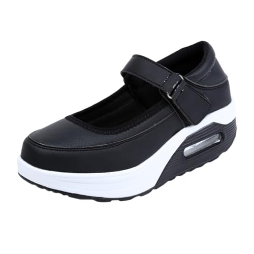 Gatuida Damen Sportschuhe mit Dicker Sohle Atmungsaktiv rutschfest Leichte Turnschuhe für Frühling Herbst Vielseitige Freizeitschuhe Schwarz von Gatuida