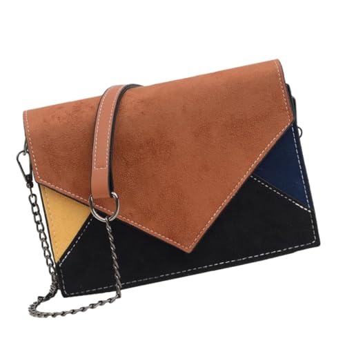 Gatuida Damen Umhängetasche PU Farbblock Schultertasche Elegant Crossbody Bag mit Breitem Tragegurt für Alltag und Party von Gatuida