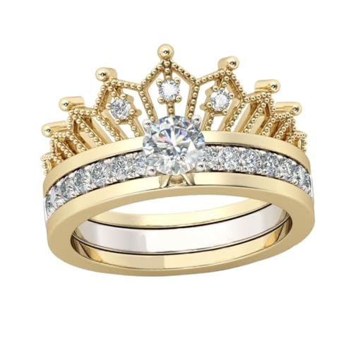 Gatuida Damenring Krone Zweiteiliges Abnehmbar Zirkonia Strass Schmuck Verstellbar Silber Fingerschmuck Elegant Party von Gatuida