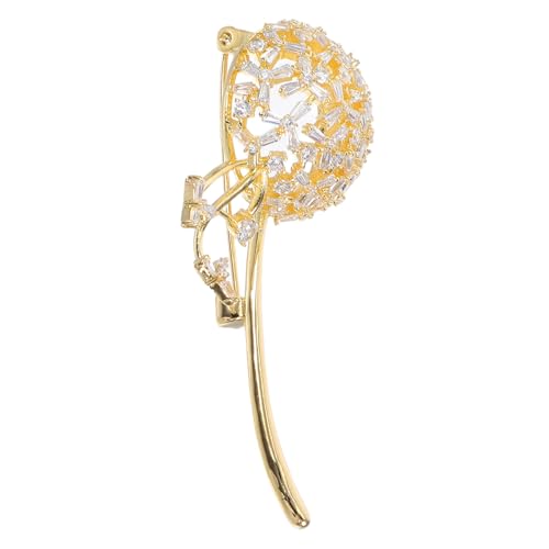 Gatuida Dandelion Brosche Zirkonia Anstecknadel für Damen Stilvolle Kleidungsaccessoires für Jacken und Festlichkeiten Goldene Farbvariante von Gatuida