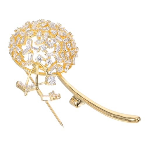Gatuida Dandelion Brosche für Damen mit Zirkonia Eleganter Anstecker für Kleidung Vielseitige Brosche für Formelle und Anlässe Langlebiges Schmuckstück Gold als von Gatuida