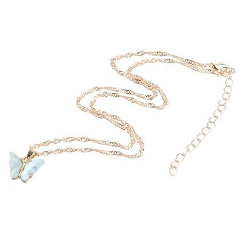 Gatuida Delikate Kunststoff schmetterlingskette Modische Blaue Halskette Langlebige Legierung Vielseitige Clavicle kette für Frauen für Festtage und Partys von Gatuida