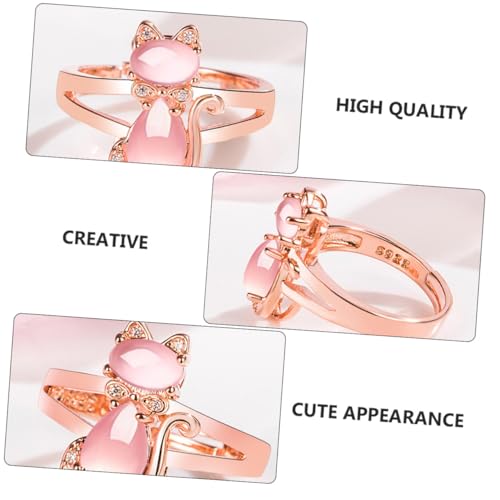 Gatuida Delikater Offener Damenring mit Katzenmotiv Strassbesetzt Verstellbar Modischer Roségold fingerring Feiner Schmuck für Frauen Geschenk zum Geburtstag von Gatuida