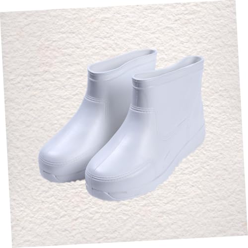 Gatuida Dicke Rutschfeste Regenstiefel Herren und Damen Säurebeständige Niedrige Eva gummischuhe Strapazierfähige Schutzschuhe für Nasse Tage Weiß Stabiler Absatz Komfortabler Rundzeh von Gatuida