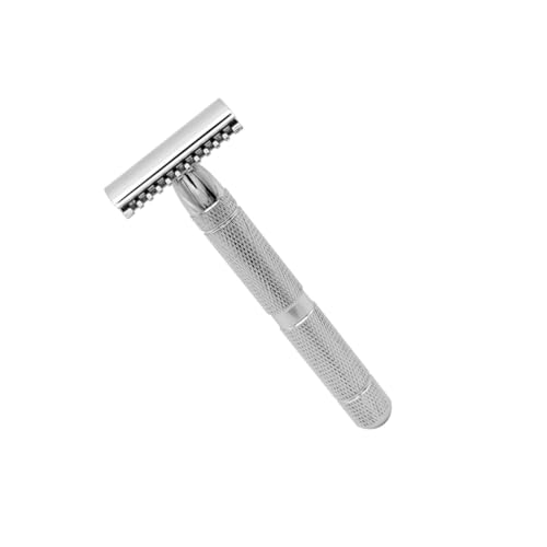 Gatuida Doppelklingen Rasierhobel aus Edelstahl für Herren Sicherer Nassrasierer mit Griffigem Muster Professioneller Bartpflege Rasiermesser für Glatte Hautschonende Rasur zu Hause Salon von Gatuida