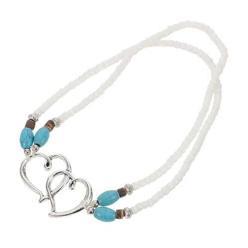 Gatuida Mehrlagige Herzfußkettchen Mit Perlen Für Frauen Metallfußschmuck Als Herzkettenfußkettchen Elastisches Strandfußkettchen von Gatuida