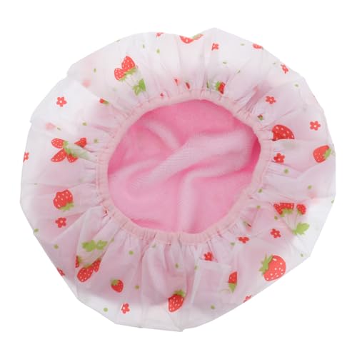Gatuida Doppellagige Duschhaube mit Erdbeermuster Wasserdichte Badekappe aus Elastischem Material Schnell Trocknende Mütze für Damen und Mädchen Geeignet für Haare Waschen und Spa Leicht von Gatuida