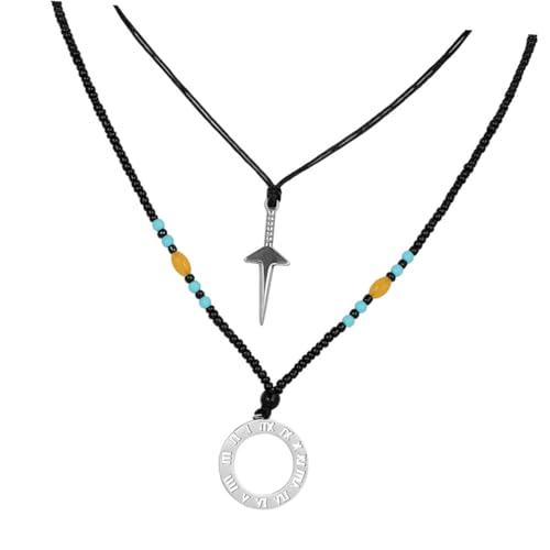 Gatuida Doppellagige Herren Halskette mit Buchstaben und Perlenanhängern Mehrschichtige Charm Kette Stylisches Accessoire für Partys und Alltag von Gatuida