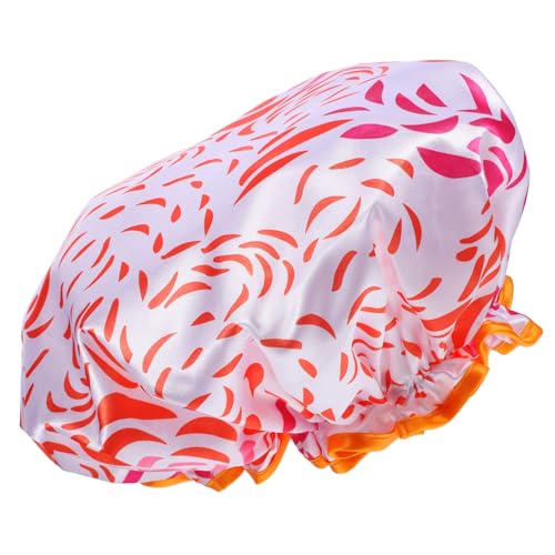 Gatuida Doppellagige Satin Duschhaube Extra Groß für Damen mit Langem Haar Elastisch Komfortable Badekappe zum Duschen und Baden Wiederverwendbare Schutzhaube von Gatuida