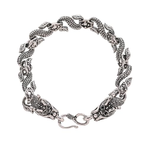 Gatuida Doppeltes Drachenkopf Charm Armband für Männer Robustes Metallarmband Verstellbar Edles Herren Schmuckaccessoire für Geburtstag Vatertag Jubiläum und Besondere Anlässe von Gatuida