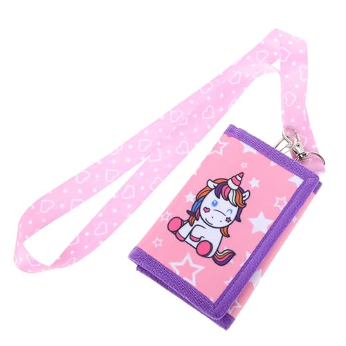 Gatuida Dreifach Gefaltete Kindergeldbörse mit Einhorn Leichte Canvas Geldbörse für Mädchen Schmaler Brustbeutel mit Lanyard Kreatives Portmonee mit Mehreren Fächern von Gatuida