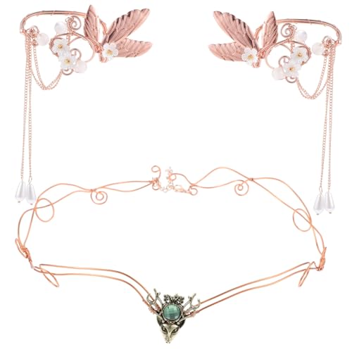 Gatuida Ear Damen Ohrclips Krone Haarschmuck Nicht Piercing Ohrmanschetten mit Perlen Blumenflügeln Ohrringe für Frauen Teenager von Gatuida