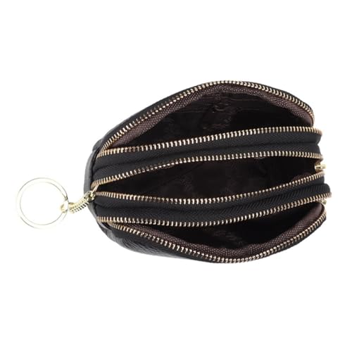 Gatuida Echtes Cowhide Münzgeldbörse mit Reißverschluss Kleine Schwarze Mini Coin Pouch Handliche Wechselgeldbörse für Damen Hochwertiges Portemonnaie mit Feiner Textur von Gatuida