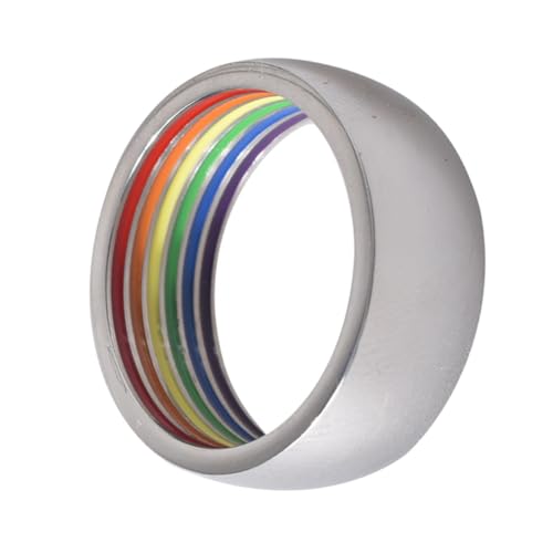 Gatuida Edelstahl Regenbogenring Bunter Lgbt Pride Schmuck Unisex Persönlichkeit Gay Ring Modisches Accessoire für Party von Gatuida