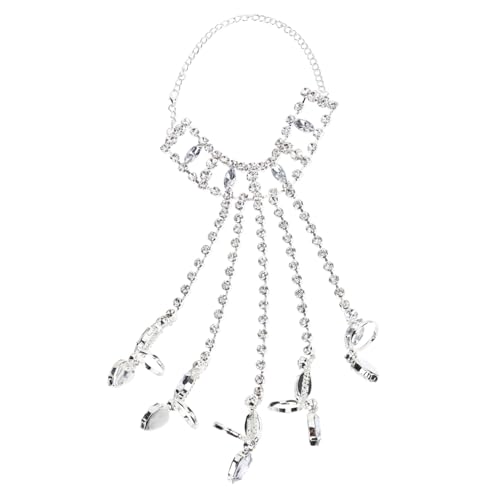 Gatuida Fingerkette Armband Ring Handkette Strass Kettenarmband für Frauen Verstellbar Angenehm zu Tragen für Partys von Gatuida