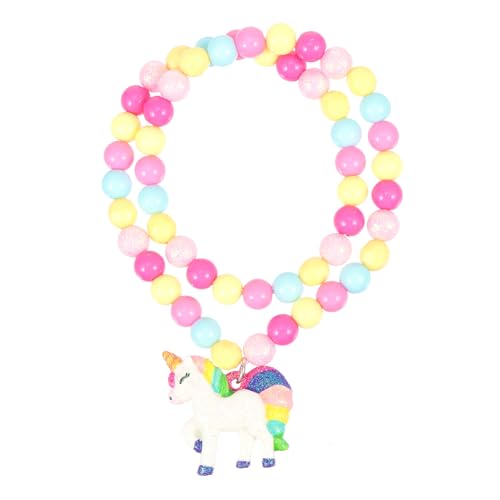 Gatuida Einhorn Schmuck Set Armband und Halskette mit Bunten Kunststoffperlen Langlebig Rutschfest Geeignet für Party Kostüm Geburtstag Geschenk für Mädchen von Gatuida