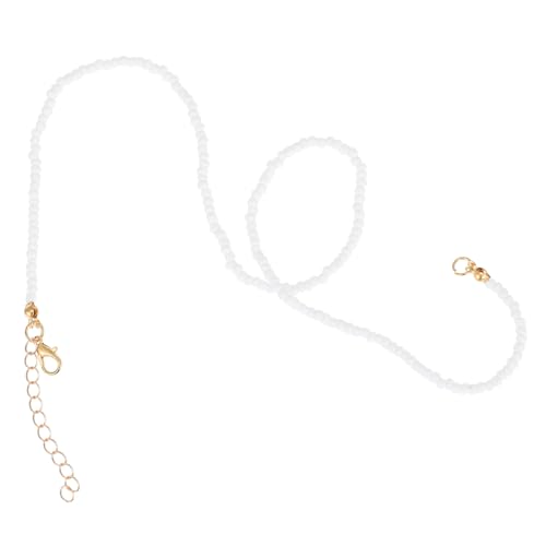 Gatuida Einzelschicht Damen Halskette Weiß Reiskorn Perlen Schmuck Boho Stil Clavicle Chain für Strandparty und Alltag von Gatuida