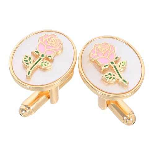 Gatuida Elegante Damen Rosenschmuck Manschettenknöpfe Runde Form Vielseitig für Smoking Hemdblusen Blumiges Design Passend für Hochzeiten Gala und Feierliche Anlässe Stilvolle Accessoires von Gatuida